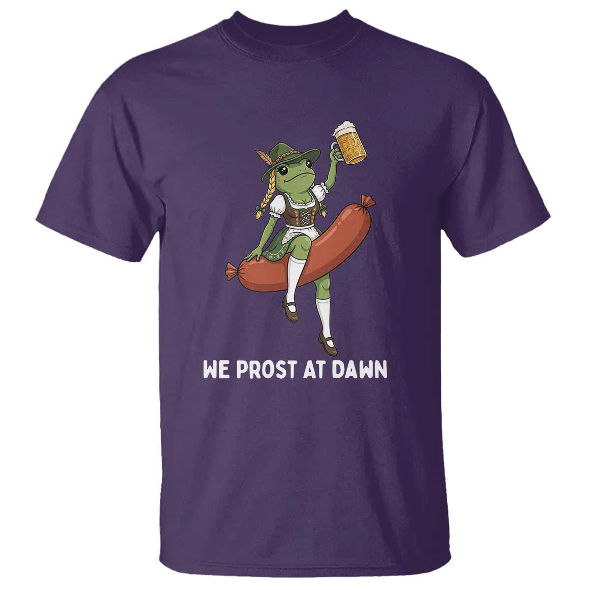 Funny Oktoberfest Frog T Shirt We Prost At Dawn Dirndl Sausage Beer Lover