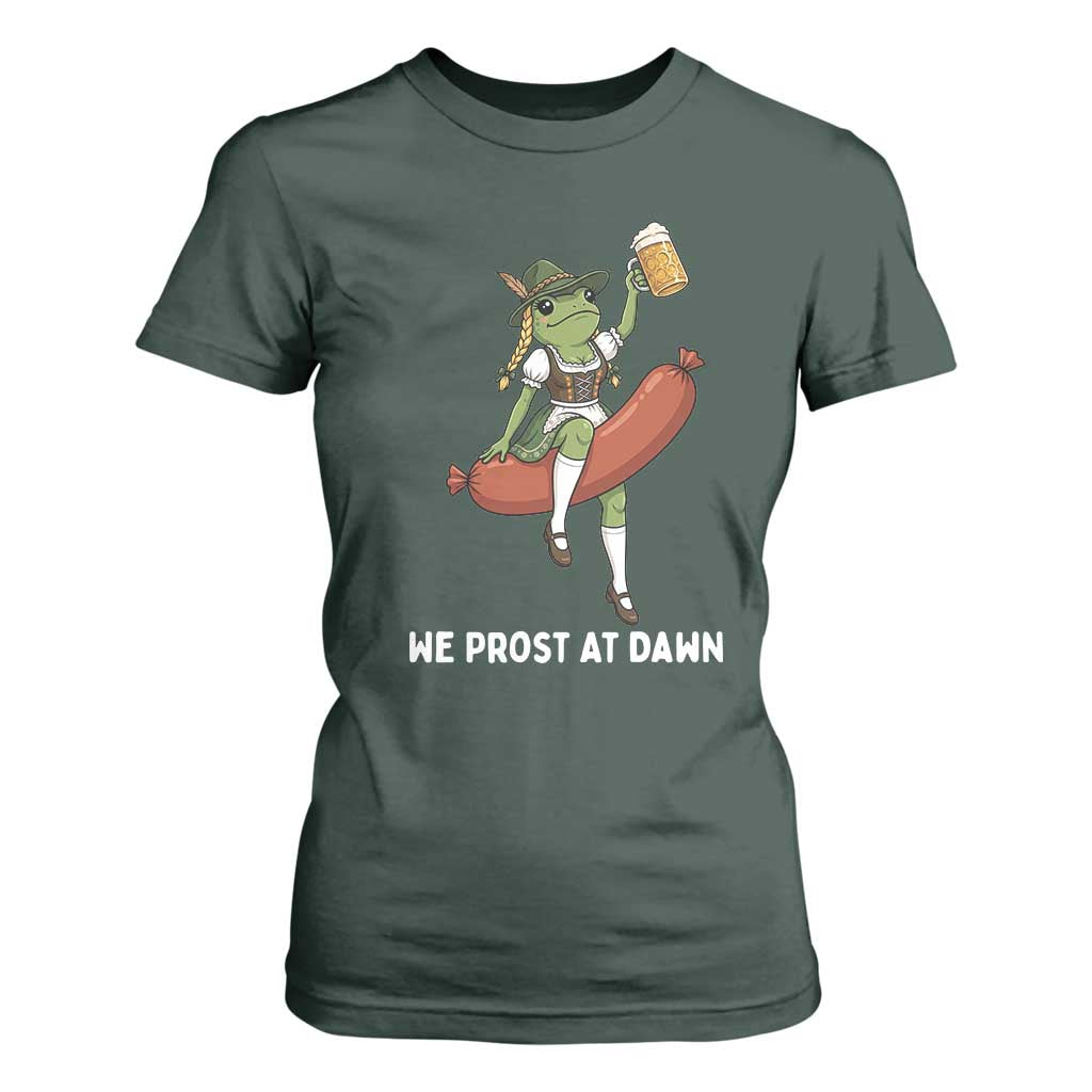 Funny Oktoberfest Frog T Shirt For Women We Prost At Dawn Dirndl Sausage Beer Lover