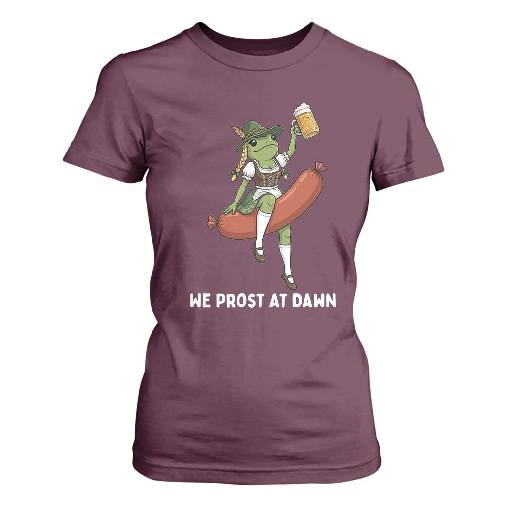 Funny Oktoberfest Frog T Shirt For Women We Prost At Dawn Dirndl Sausage Beer Lover