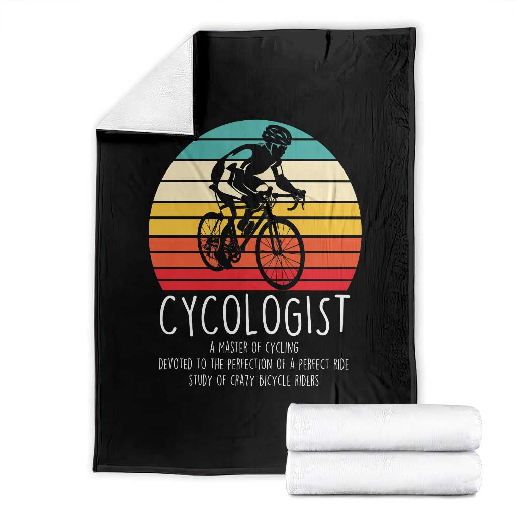Cycologist Definition Throw Blanket Vintage Bicycle Rider Cycling Gift