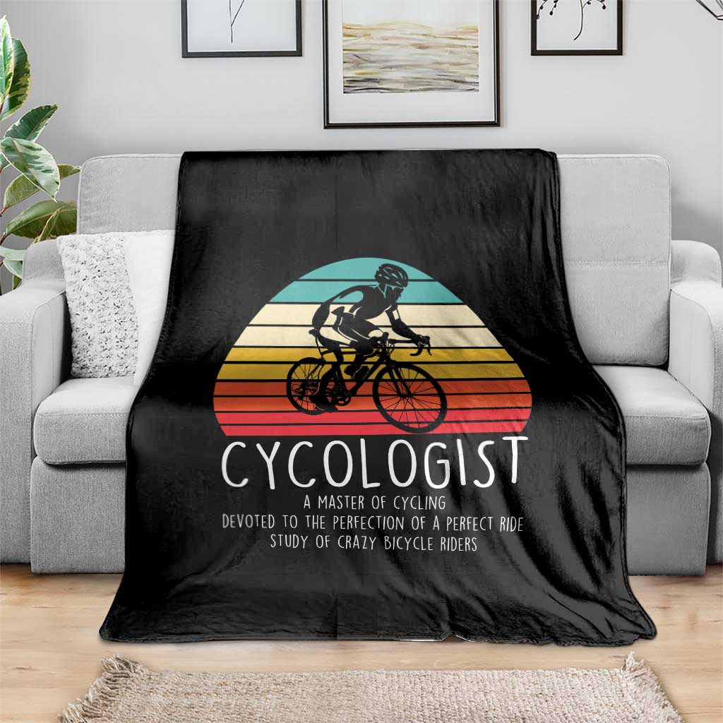 Cycologist Definition Throw Blanket Vintage Bicycle Rider Cycling Gift
