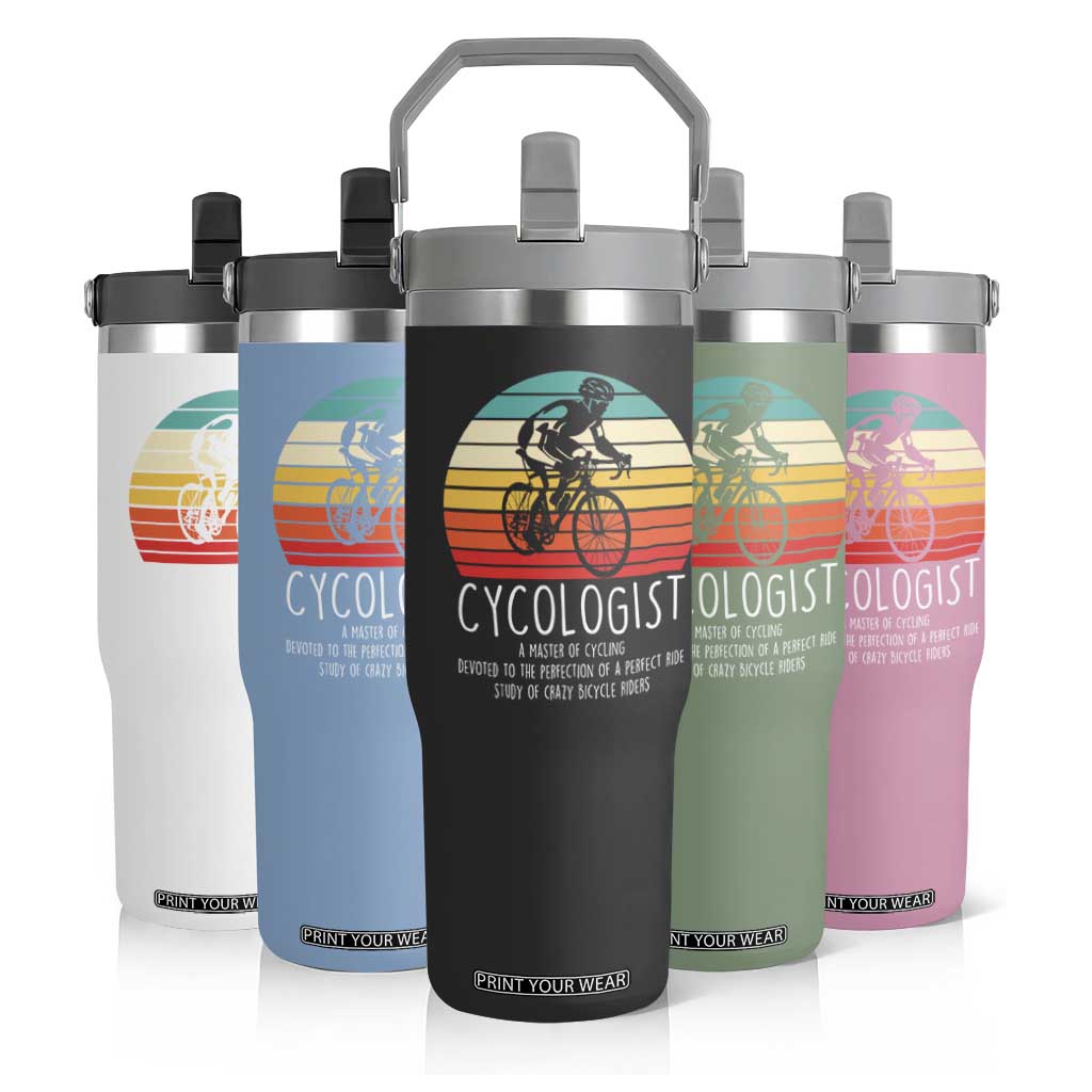 Cycologist Definition Flip Straw Tumbler Vintage Bicycle Rider Cycling Gift
