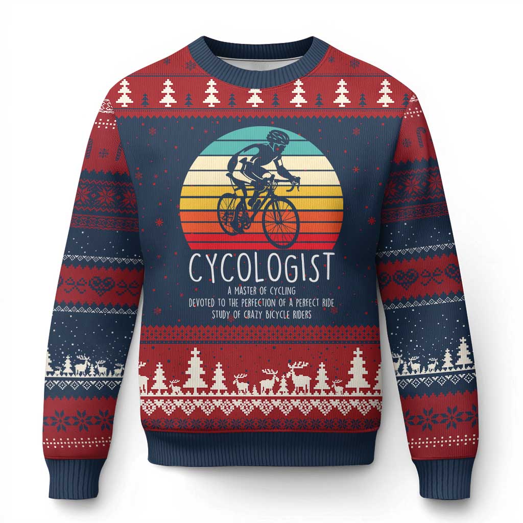 Cycologist Definition Ugly Christmas Sweater Vintage Bicycle Rider Cycling Gift