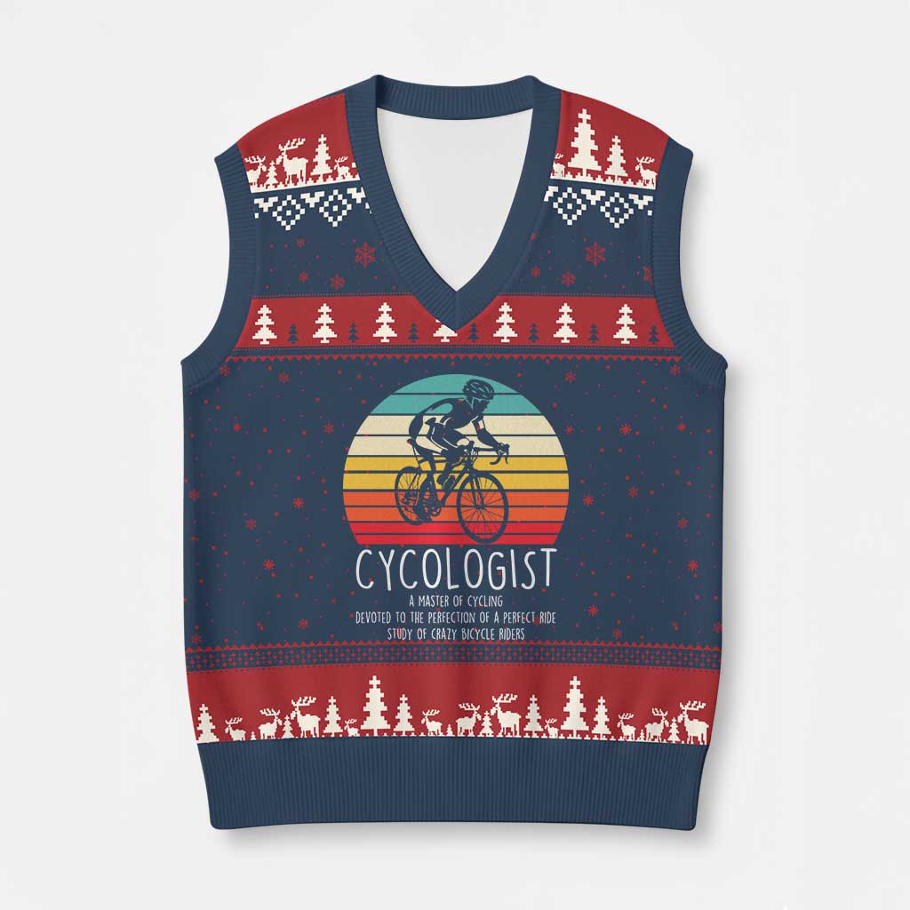 Cycologist Definition V-Neck Knit Sweater Vest Vintage Bicycle Rider Cycling Gift
