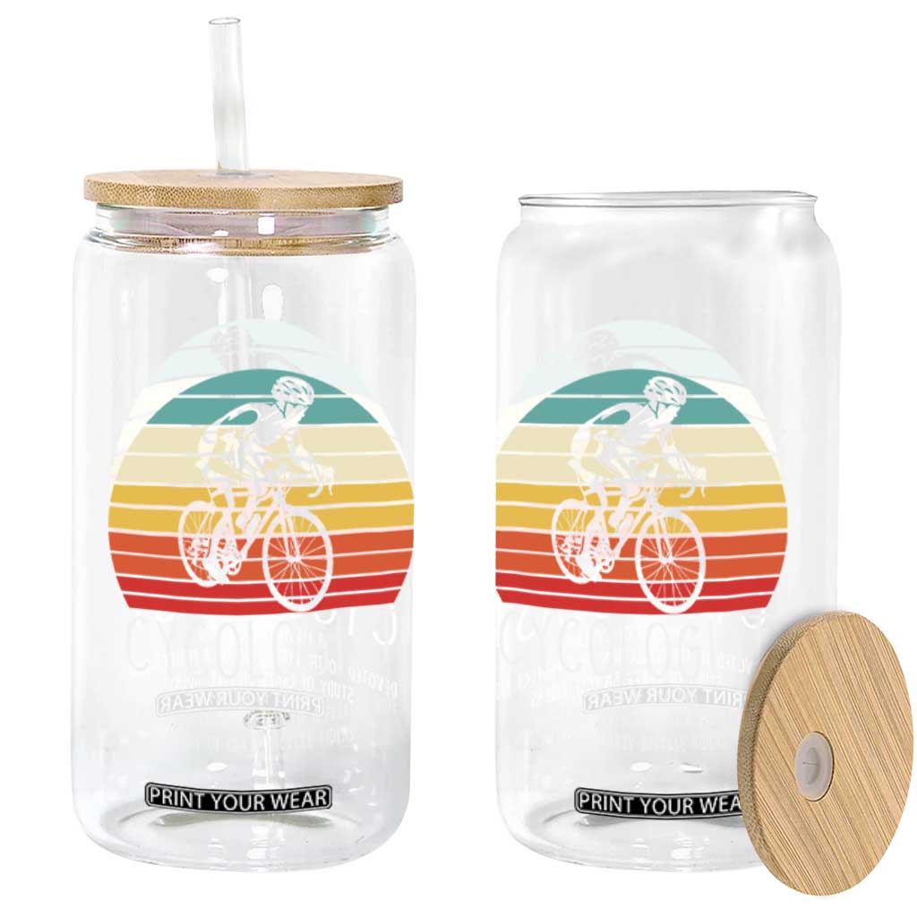 Cycologist Definition Glass Can Vintage Bicycle Rider Cycling Gift