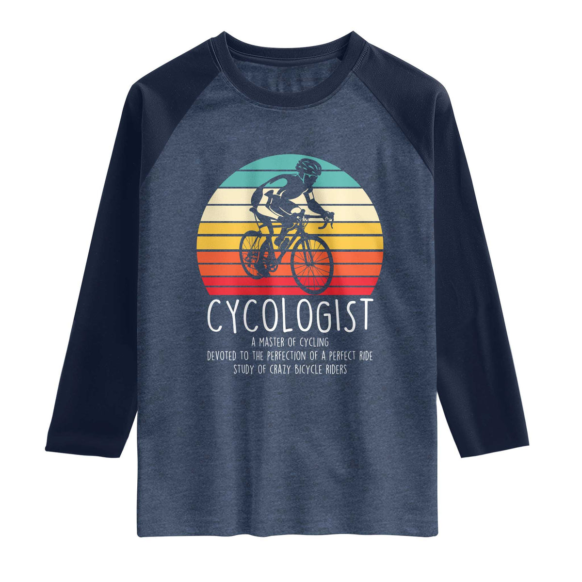 Cycologist Definition Raglan Shirt Vintage Bicycle Rider Cycling Gift