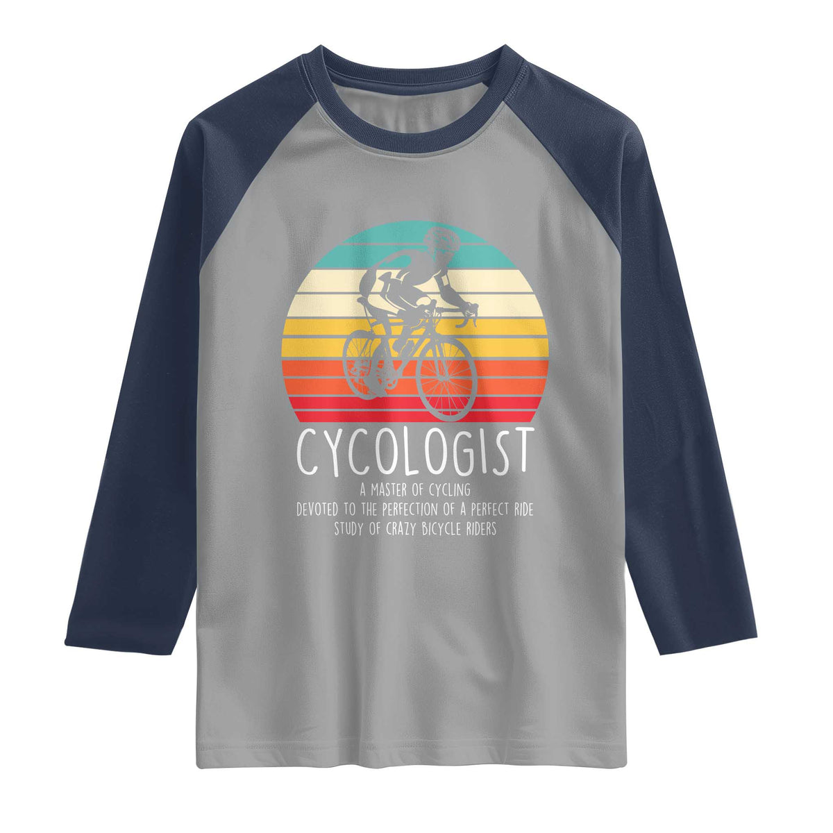 Cycologist Definition Raglan Shirt Vintage Bicycle Rider Cycling Gift