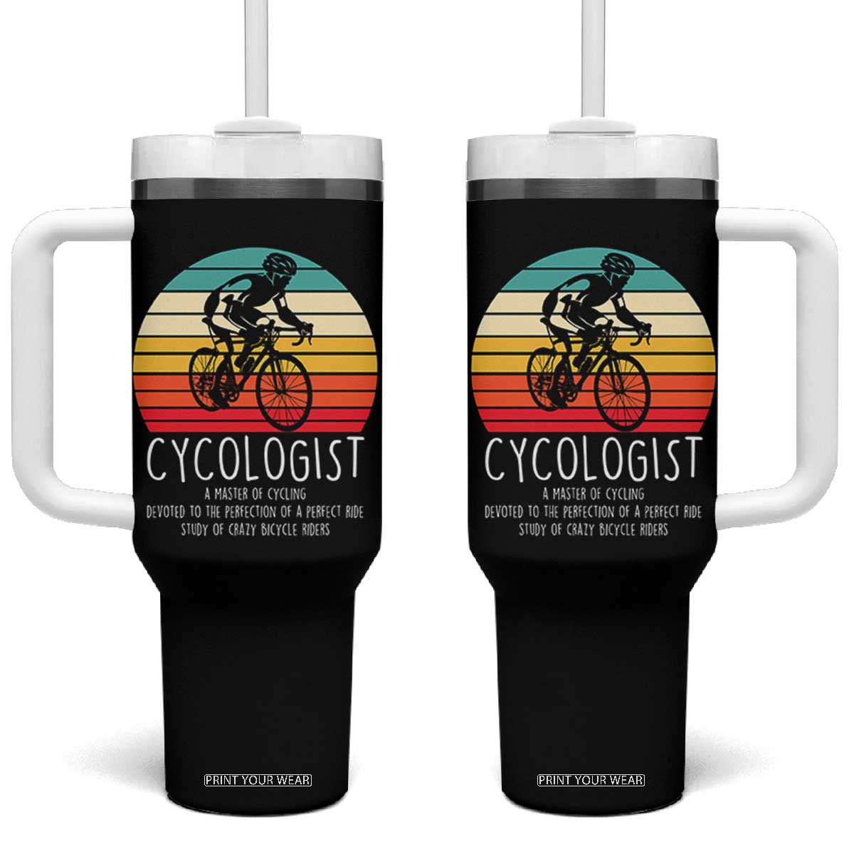 Cycologist Definition Tumbler With Handle Vintage Bicycle Rider Cycling Gift