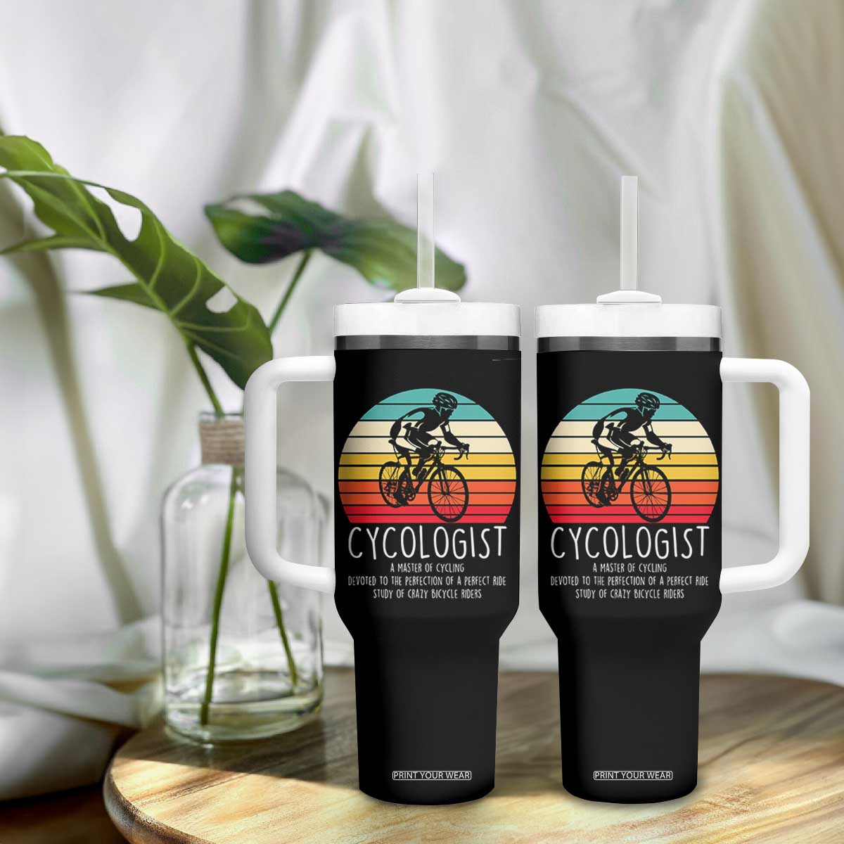 Cycologist Definition Tumbler With Handle Vintage Bicycle Rider Cycling Gift
