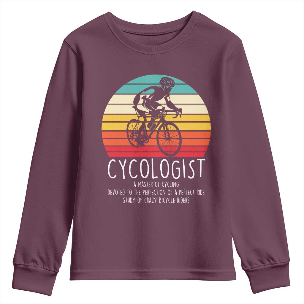 Cycologist Definition Youth Sweatshirt Vintage Bicycle Rider Cycling Gift