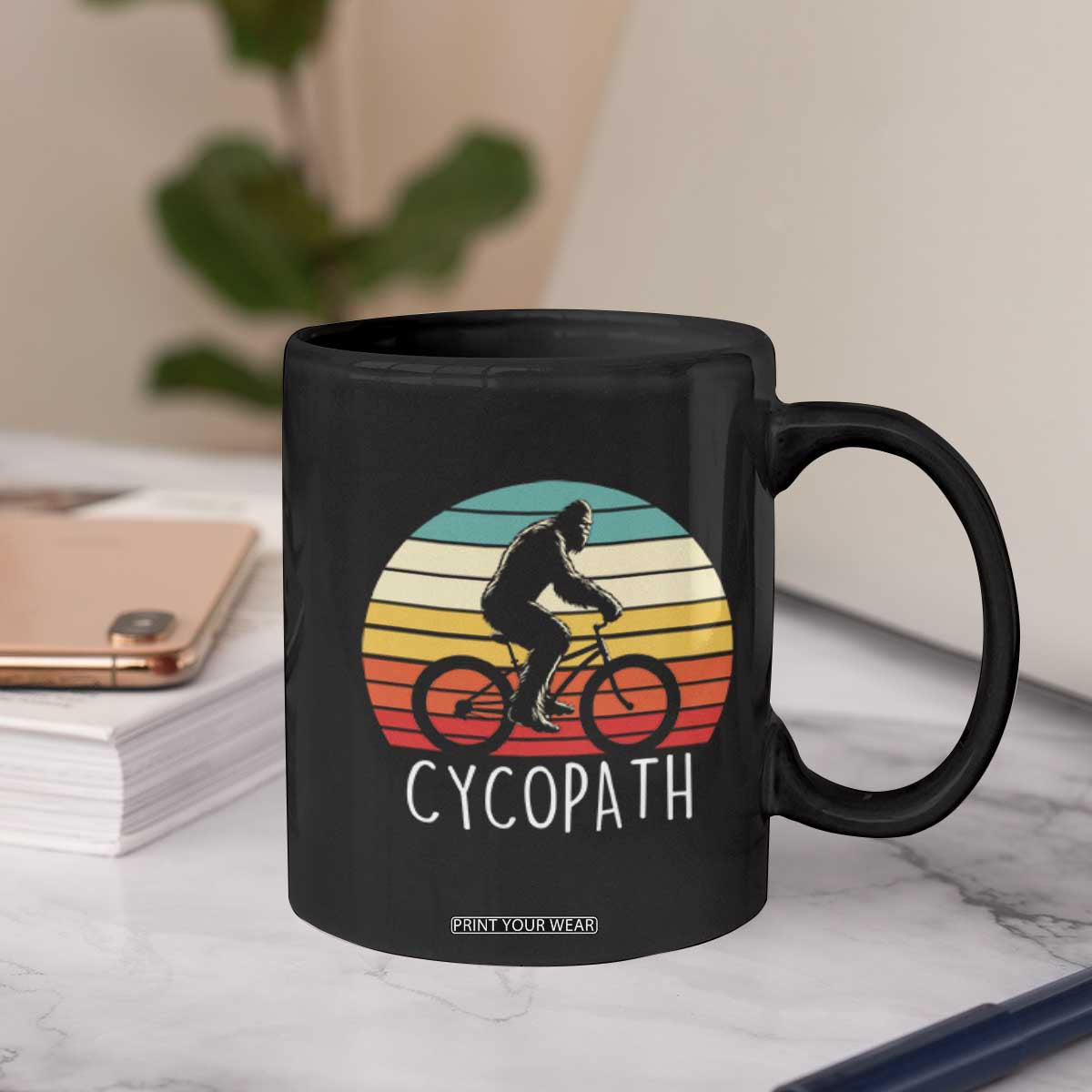 Cycopath Bigfoot Riding Bike Coffee Mug Funny Bigfoot Cyclist Bicycle Gift