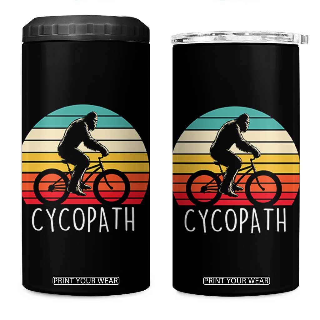 Cycopath Bigfoot Riding Bike 4 in 1 Can Cooler Tumbler Funny Bigfoot Cyclist Bicycle Gift