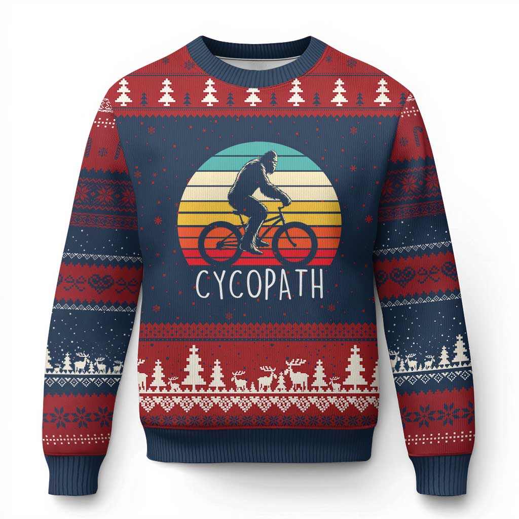 Cycopath Bigfoot Riding Bike Ugly Christmas Sweater Funny Bigfoot Cyclist Bicycle Gift