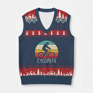 Cycopath Bigfoot Riding Bike V-Neck Knit Sweater Vest Funny Bigfoot Cyclist Bicycle Gift