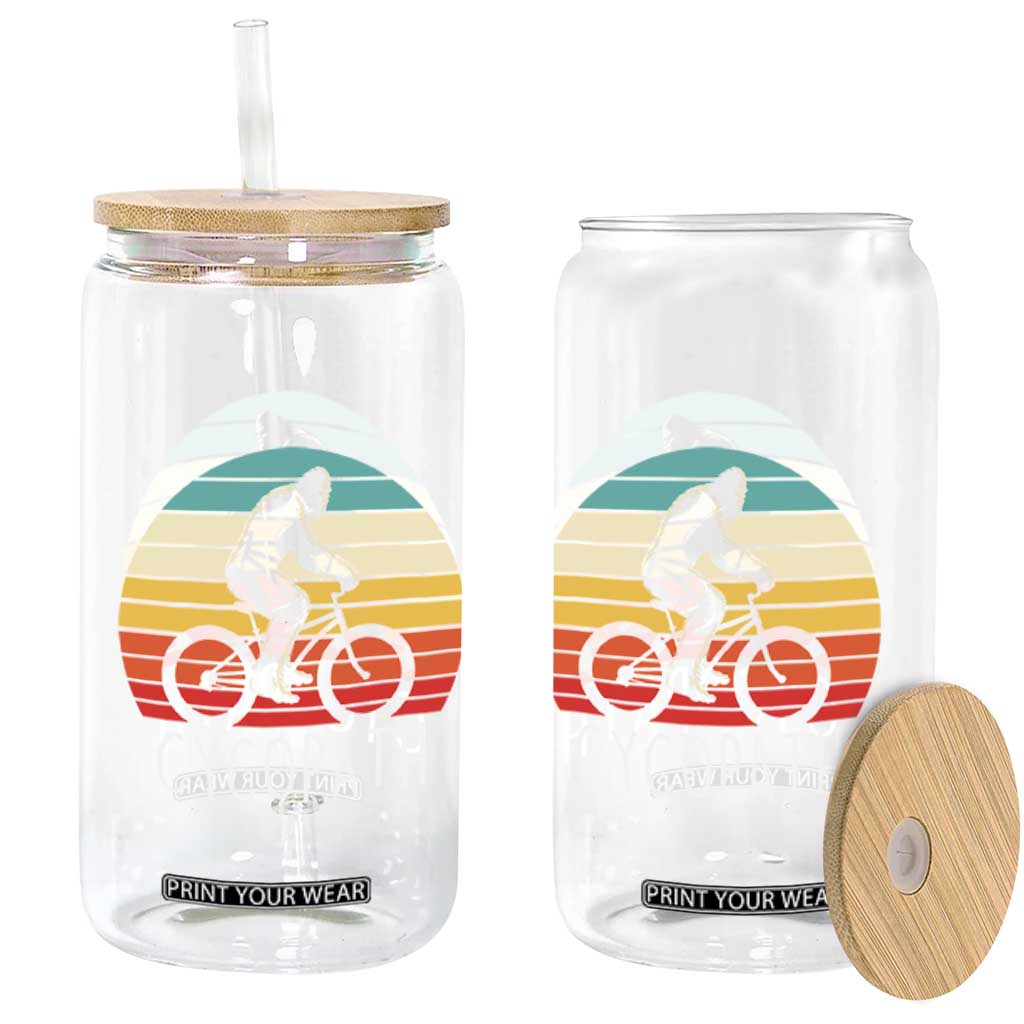 Cycopath Bigfoot Riding Bike Glass Can Funny Bigfoot Cyclist Bicycle Gift