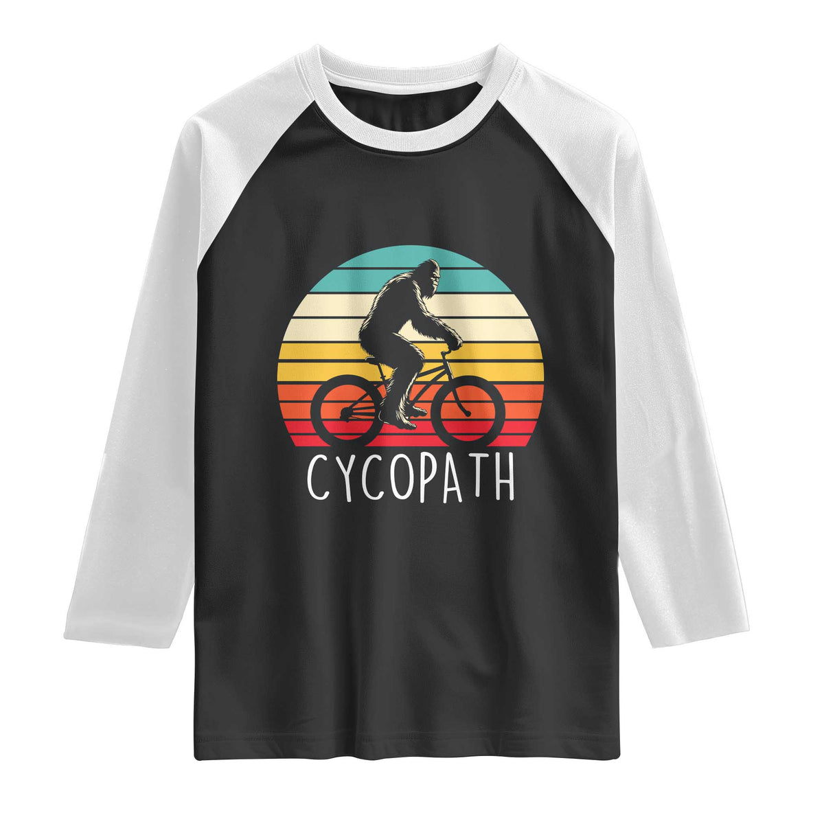 Cycopath Bigfoot Riding Bike Raglan Shirt Funny Bigfoot Cyclist Bicycle Gift
