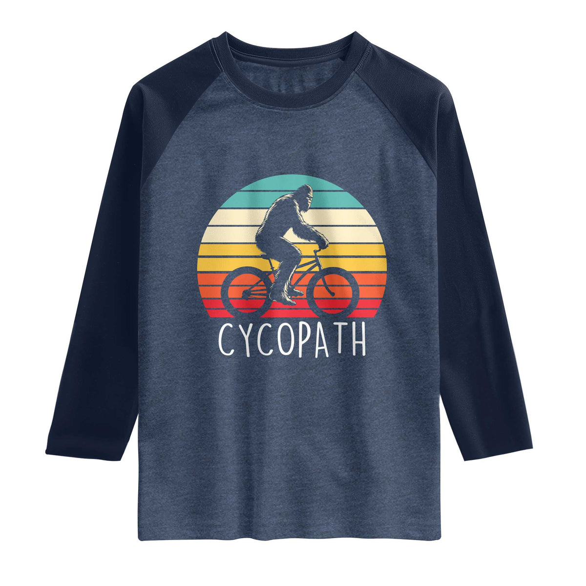 Cycopath Bigfoot Riding Bike Raglan Shirt Funny Bigfoot Cyclist Bicycle Gift