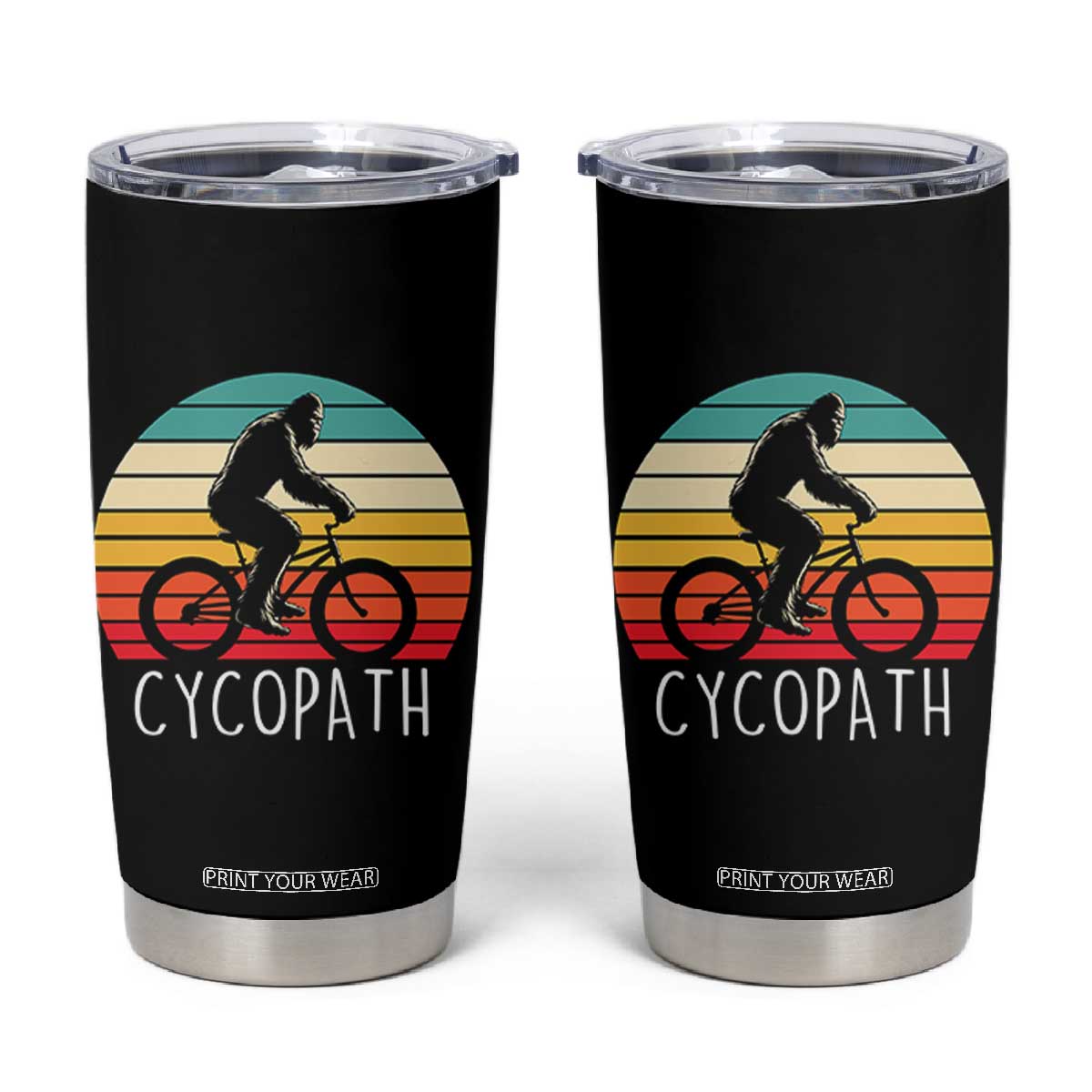 Cycopath Bigfoot Riding Bike Tumbler Cup Funny Bigfoot Cyclist Bicycle Gift