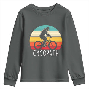 Cycopath Bigfoot Riding Bike Youth Sweatshirt Funny Bigfoot Cyclist Bicycle Gift