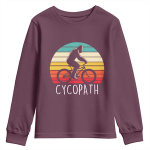 Cycopath Bigfoot Riding Bike Youth Sweatshirt Funny Bigfoot Cyclist Bicycle Gift