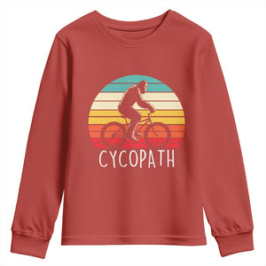 Cycopath Bigfoot Riding Bike Youth Sweatshirt Funny Bigfoot Cyclist Bicycle Gift