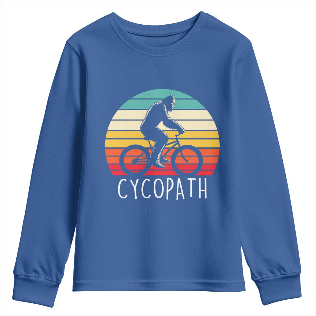 Cycopath Bigfoot Riding Bike Youth Sweatshirt Funny Bigfoot Cyclist Bicycle Gift