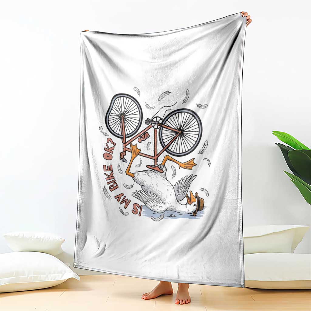 Funny Bike Crash Cycling Goose Lover Throw Blanket Is My Bike OK