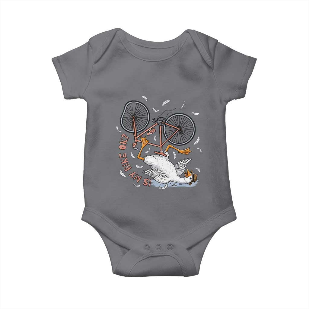 Funny Bike Crash Cycling Goose Lover Baby Onesie Is My Bike OK