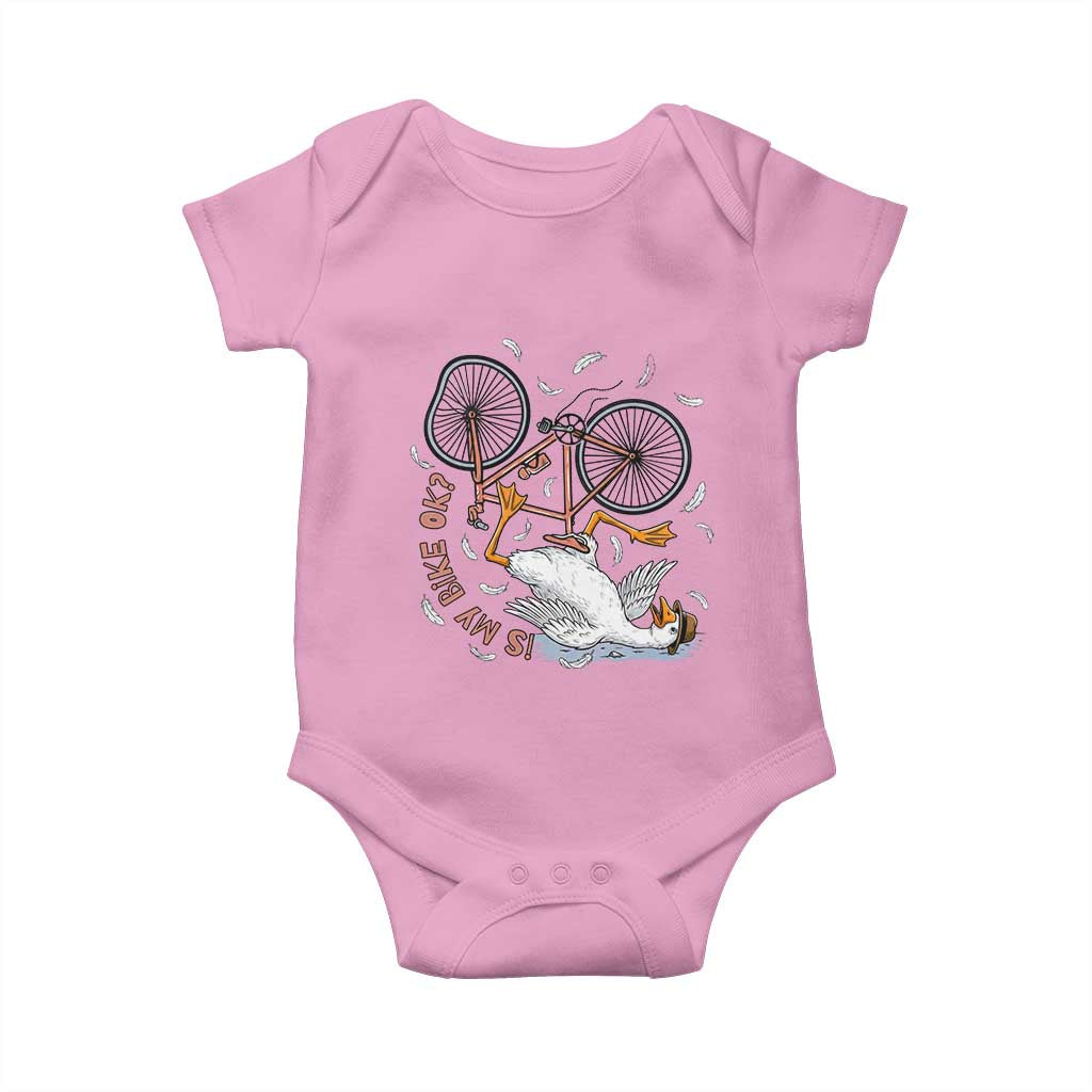 Funny Bike Crash Cycling Goose Lover Baby Onesie Is My Bike OK