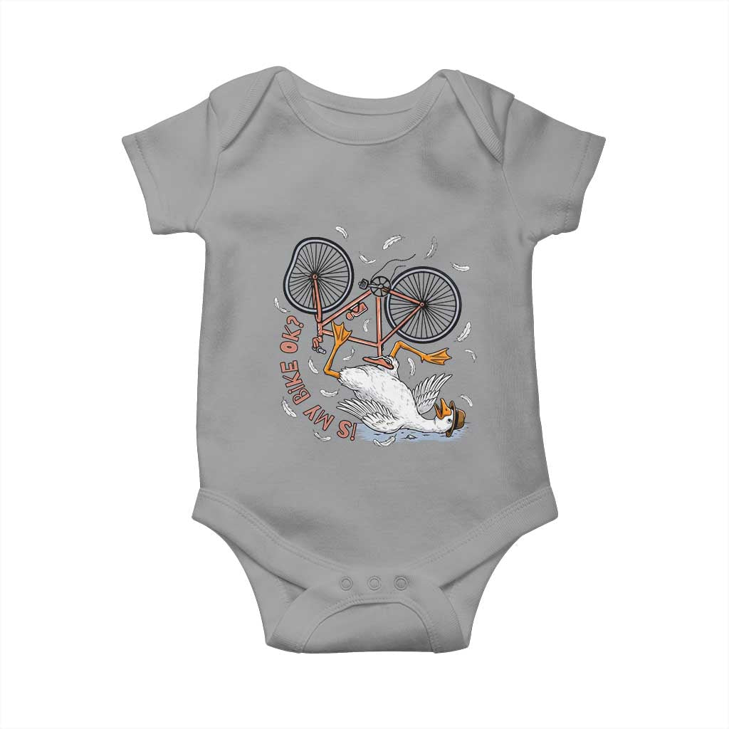 Funny Bike Crash Cycling Goose Lover Baby Onesie Is My Bike OK