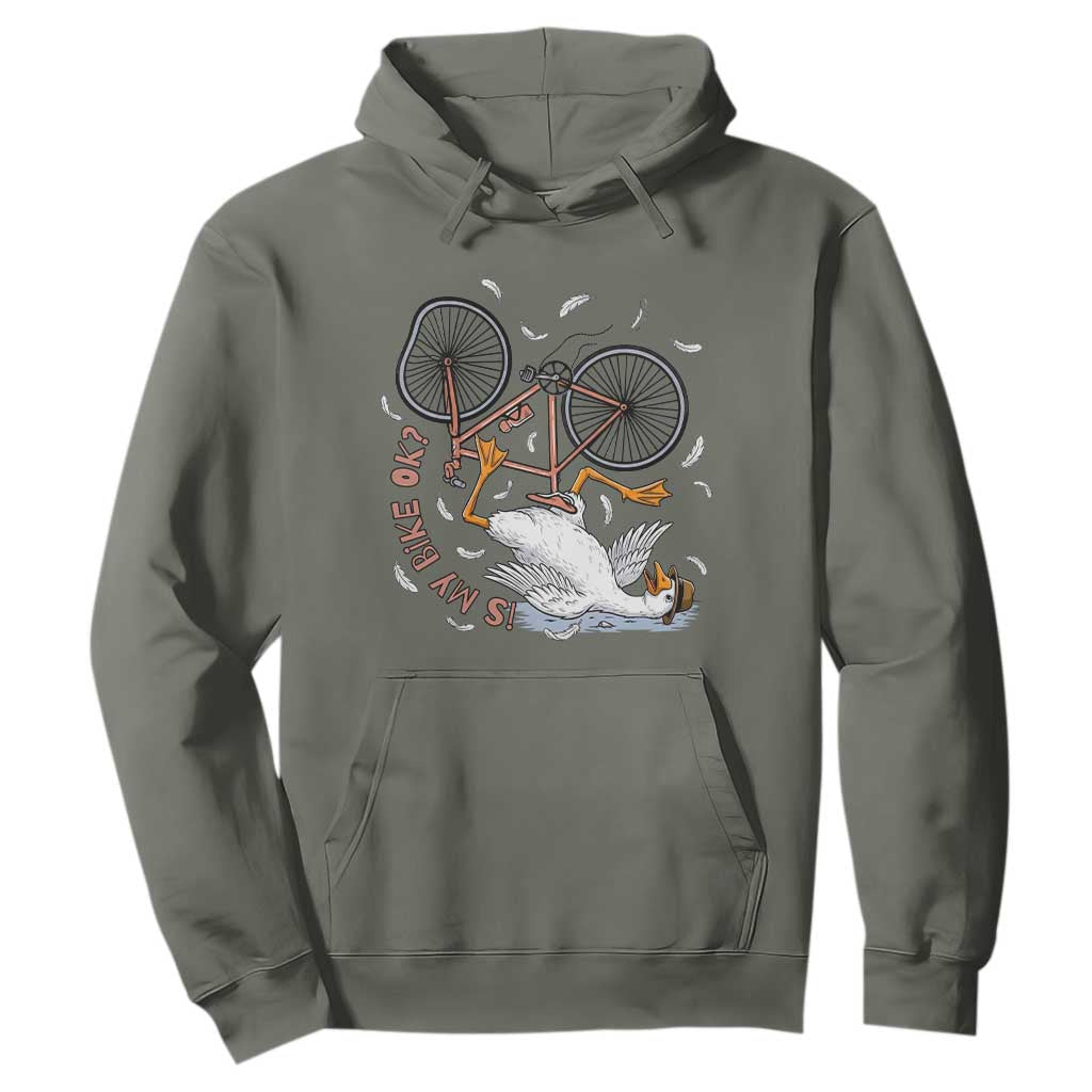 Funny Bike Crash Cycling Goose Lover Hoodie Is My Bike OK