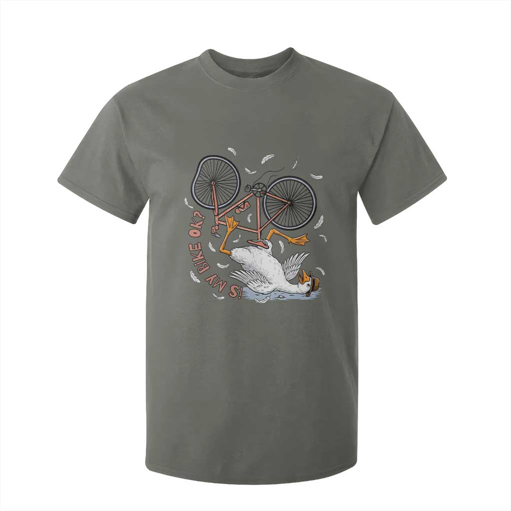 Funny Bike Crash Cycling Goose Lover T Shirt For Kid Is My Bike OK