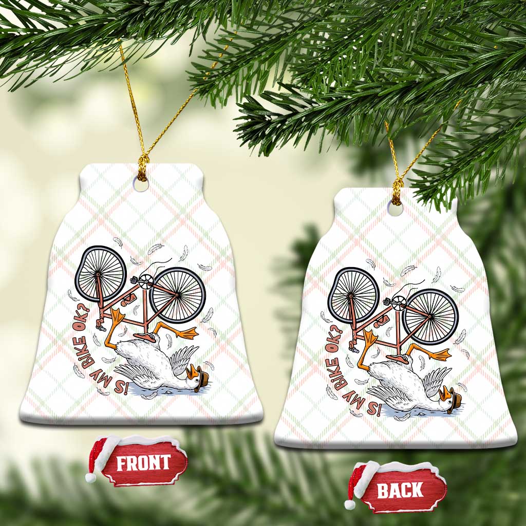 Funny Bike Crash Cycling Goose Lover Ceramic Ornament Is My Bike OK