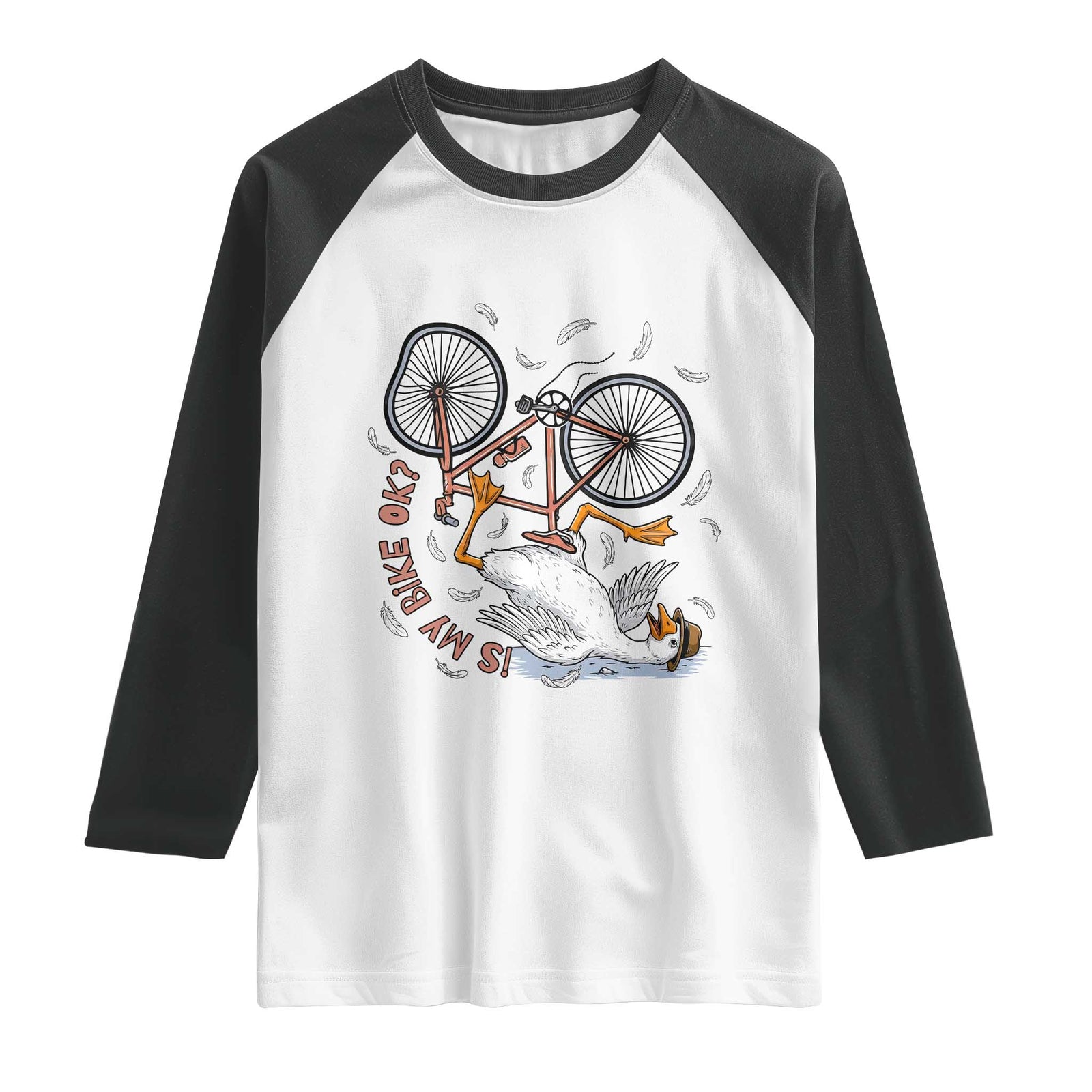 Funny Bike Crash Cycling Goose Lover Raglan Shirt Is My Bike OK