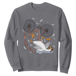 Funny Bike Crash Cycling Goose Lover Sweatshirt Is My Bike OK