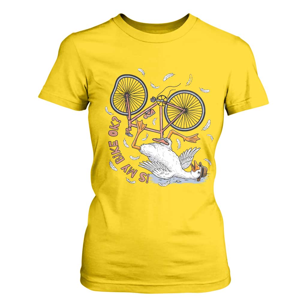 Funny Bike Crash Cycling Goose Lover T Shirt For Women Is My Bike OK