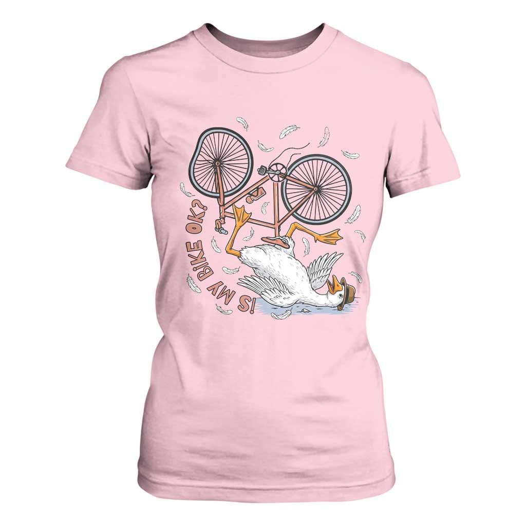 Funny Bike Crash Cycling Goose Lover T Shirt For Women Is My Bike OK