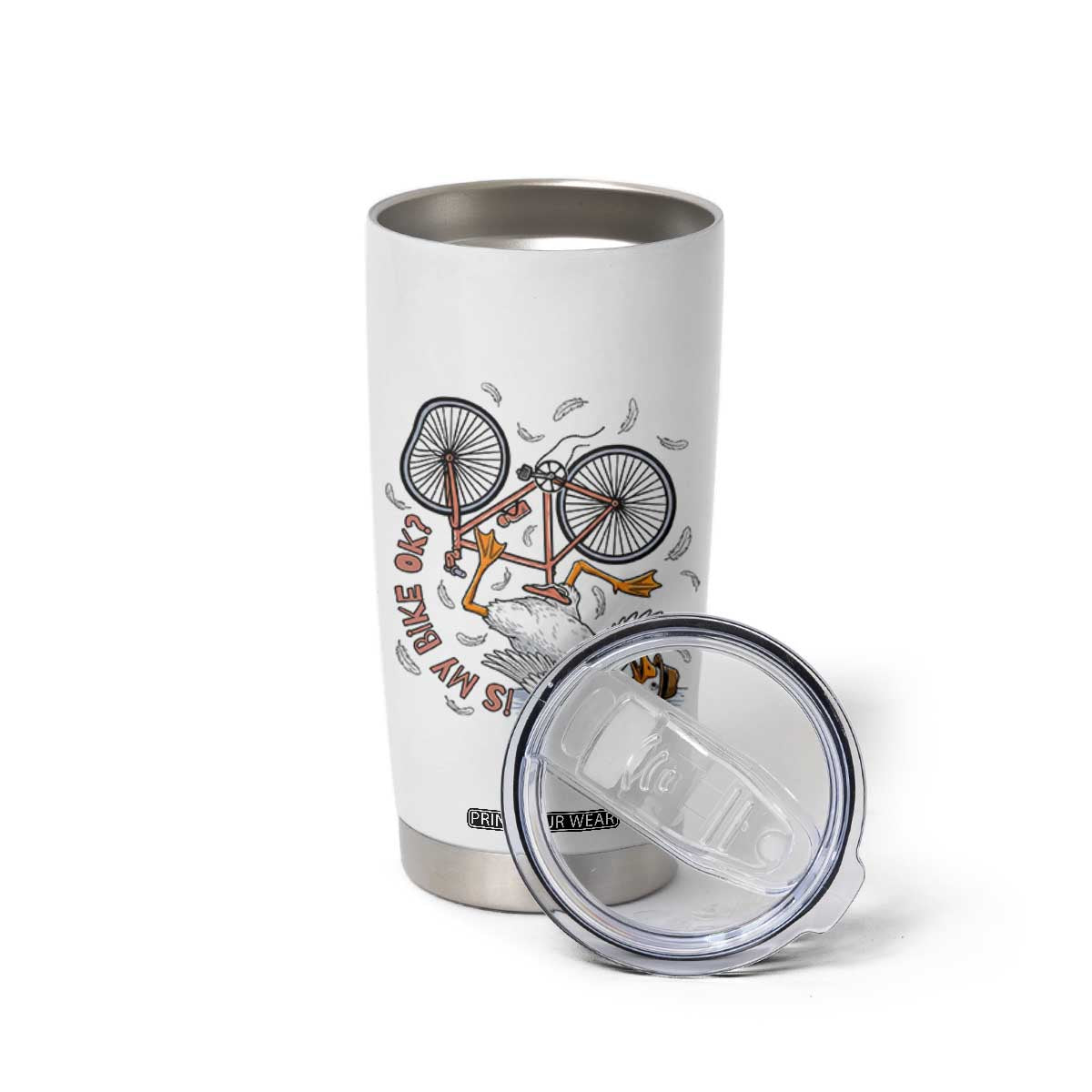 Funny Bike Crash Cycling Goose Lover Tumbler Cup Is My Bike OK