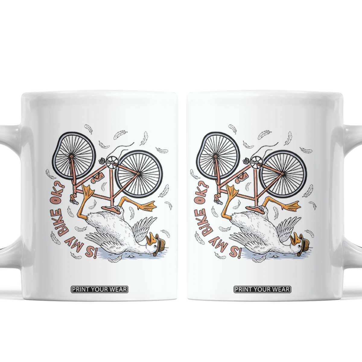 Funny Bike Crash Cycling Goose Lover Coffee Mug Is My Bike OK