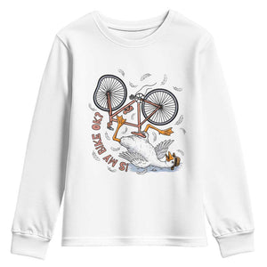 Funny Bike Crash Cycling Goose Lover Youth Sweatshirt Is My Bike OK
