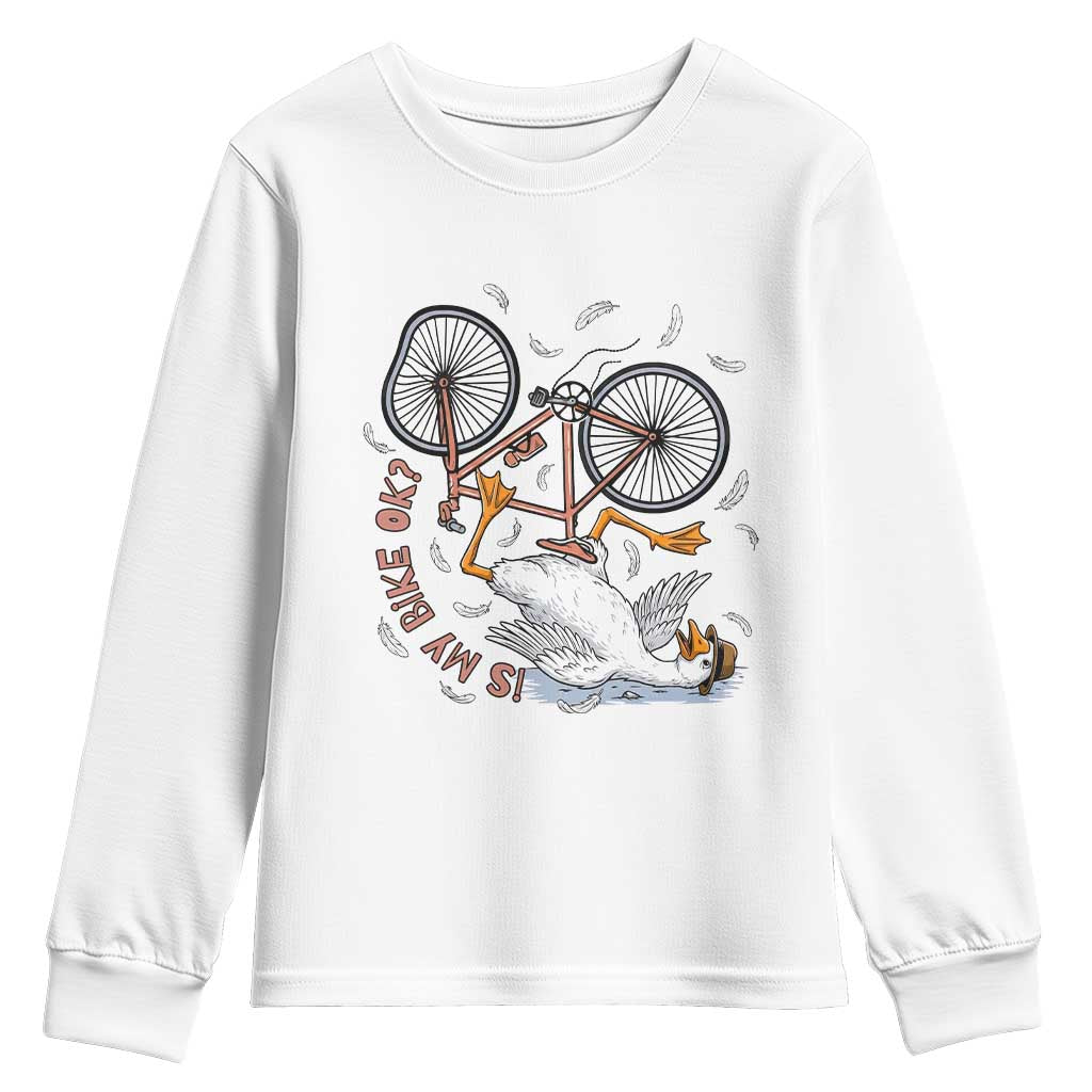 Funny Bike Crash Cycling Goose Lover Youth Sweatshirt Is My Bike OK