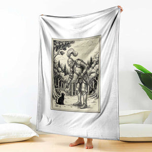Funny Medieval Knight Boop Black Cat Throw Blanket Renaissance Fantasy Cat Lover
