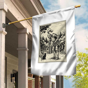 Funny Medieval Knight Boop Black Cat Garden Flag Renaissance Fantasy Cat Lover