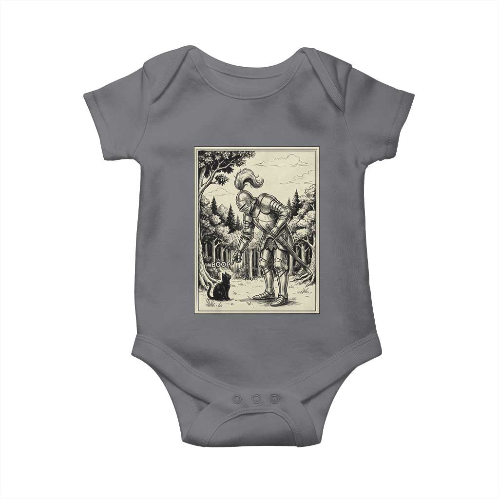 Funny Medieval Knight Boop Black Cat Baby Onesie Renaissance Fantasy Cat Lover