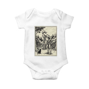 Funny Medieval Knight Boop Black Cat Baby Onesie Renaissance Fantasy Cat Lover