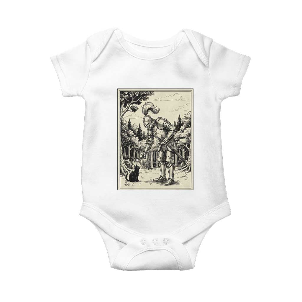 Funny Medieval Knight Boop Black Cat Baby Onesie Renaissance Fantasy Cat Lover TS12 White Print Your Wear