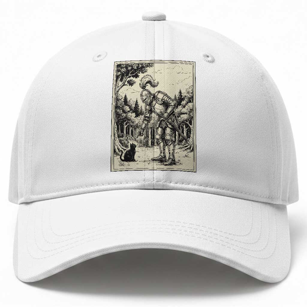 Funny Medieval Knight Boop Black Cat Baseball Cap Renaissance Fantasy Cat Lover TS12 Print Your Wear