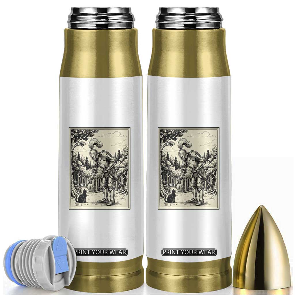 Funny Medieval Knight Boop Black Cat Bullet Tumbler Renaissance Fantasy Cat Lover TS12 White Print Your Wear