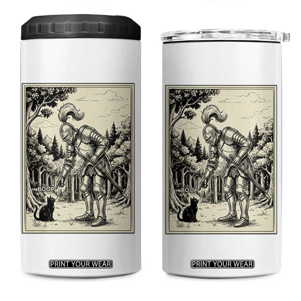 Funny Medieval Knight Boop Black Cat 4 in 1 Can Cooler Tumbler Renaissance Fantasy Cat Lover TS12 One Size: 16 oz White Print Your Wear