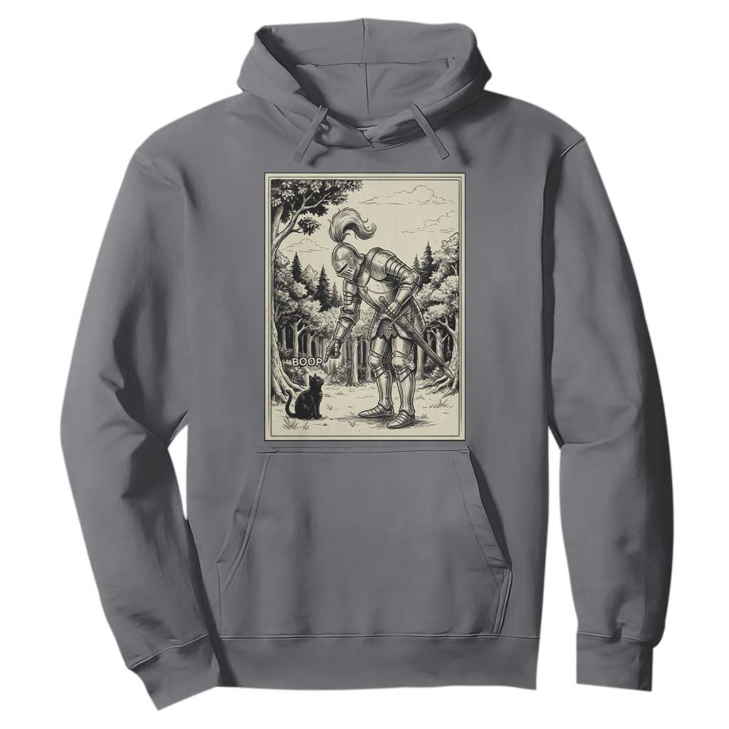 Funny Medieval Knight Boop Black Cat Hoodie Renaissance Fantasy Cat Lover